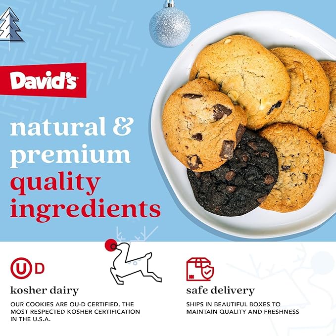David’s Cookies Happy Holidays Assorted Cookies Gift Tin – 1lb Soft and Gourmet Christmas Cookies Tin – Freshly Baked Holiday Cookies Gift Basket - All Natural and Handmade Christmas Cookies