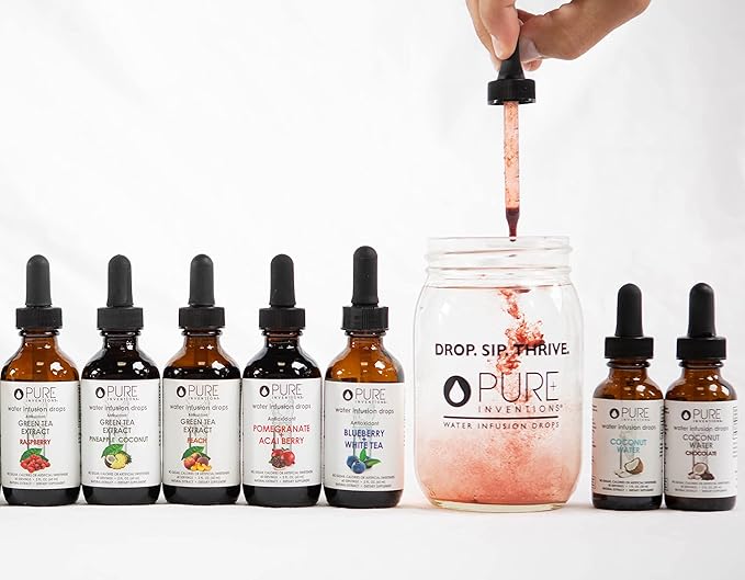 Pure Inventions - Green Tea Peach Water Infusion Drops - Antioxidants & Electrolytes - Health & Wellness Drink - Immunity Support - Sugar Free, Zero Calorie, No Artificial Sweeteners - 30 Servings