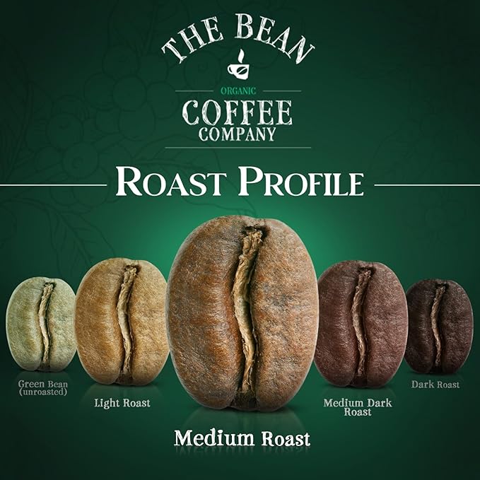 The Bean Organic Coffee Company Caramel, Medium Roast, Ground Coffee, 5-Pound Bag, Café molido tostado orgánico