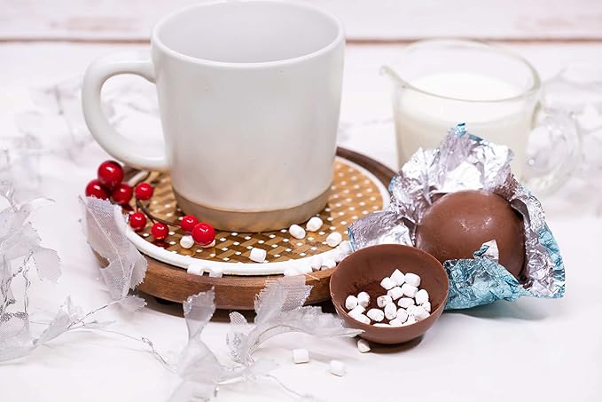 Dallmann Confections Bombalicious Hot Chocolate Bombs - Gourmet Belgian Chocolate Bombs With Mini Marshmallows - Milk & Dark Chocolate | Ideal Gift Theme for Birthday | Parties | New Year (Pack of 4)