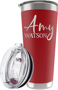 Be Burgundy Personalized Tumbler with Engraved Name - 12 Designs, 30 Oz Coffee Tumbler with Slider Lid, Red, Double Wall Insulated - Gifts for Mom, Women, Personalized Gift for Her