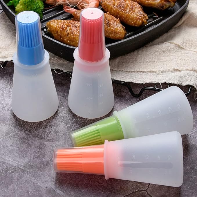 Silicone Oil bottle brush，BBQ/Pastry Basting Brushes,Silicone Cooking Grill Barbecue Baking Pastry Oil/Honey/Sauce Bottle Brush (4 PCS,blue)