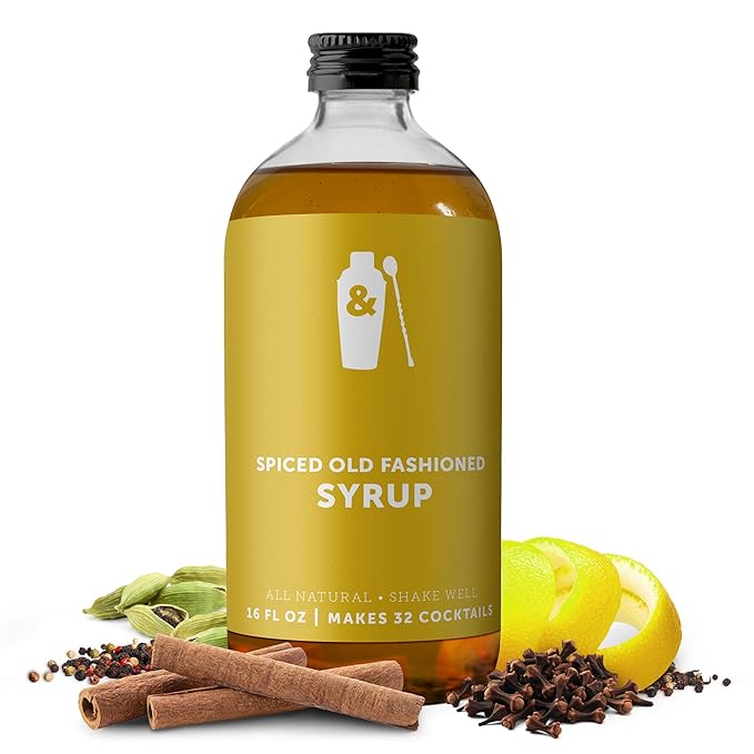 Shaker & Spoon Old Fashioned Cocktail Syrup, 16oz Old Fashioned Mix Alternative, Vegan Syrups, Mocktails & Non Alcoholic Drinks