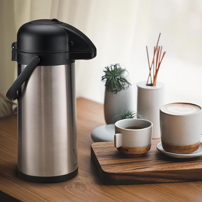 Airpot Coffee Dispenser with Pump - 2Pcs 102 oz Insulated Stainless Steel Coffee Carafe - Thermal Beverage Dispenser - Coffee Urn for Hot/Cold Water, Party Chocolate Drinks