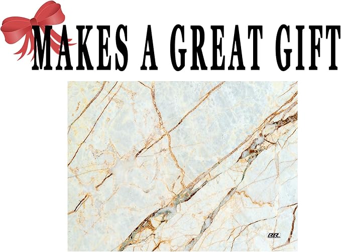 Rogue River Tactical White Brown Marbled Stone Pattern Textured Marble Art Kitchen Glass Cutting Board Modern Decorative Gift Abstract Wavy Contrast Design
