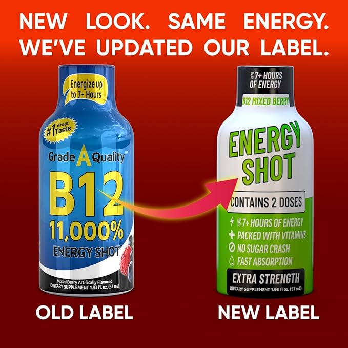 B12 Mixed Berry Extra Strength Energy Shot 12 pk – 260mg Natural Caffeine B12 B6 – Energy & Vitality Support – 2 Servings Sugar Free Zero Calorie Green Tea B-Vitamins Electrolytes Vegan – 1.93 fl oz