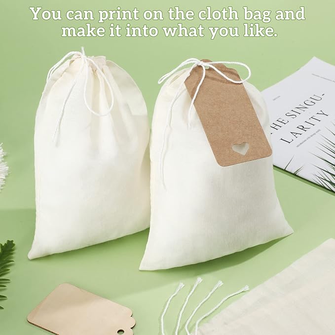 Boao 50 Pcs Cheese Cloth Tea Bags 6 x 8 inch for Straining Reusable Tea Filter Loose Empty Soup Spice Bags for Cooking Cold Brew Coffee Muslin Strainer