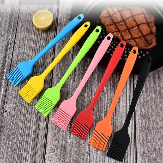 Silicone brush, Oil Brush for BBQ Kitchen Cooking Baking and Grilling (7 PCS,red)