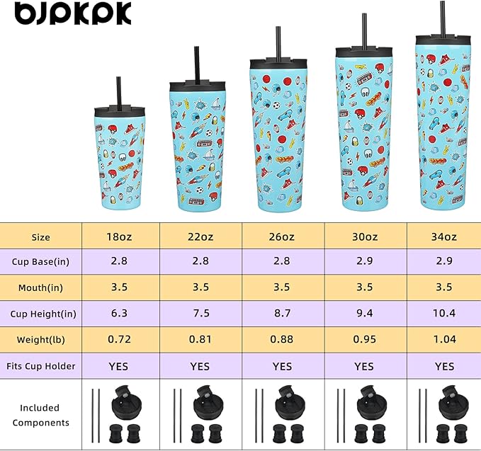 BJPKPK 18oz Insulated Tumbler With lid And Straw Stainless Steel Tumblers Travel Coffee Mug Reusable Thermal Cup,Playground