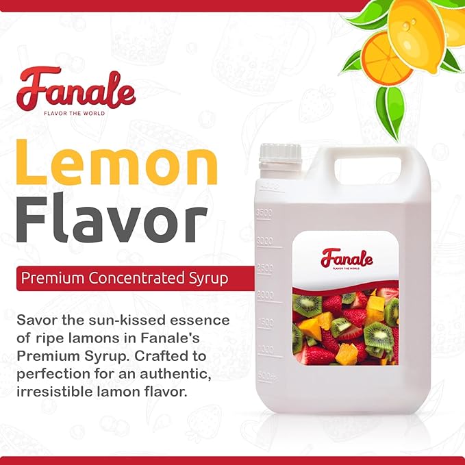 Fanale Premium Flavoring Concentrated Syrup for Bubble Tea 11 lb | Lemon Flavor Syrup | for Boba Tea, Smoothies, Slushes, Desserts | 11lb | PACK OF 4 | SRP120-CS