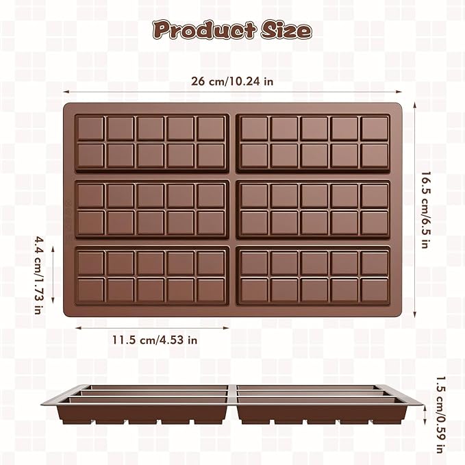 Chocolate Bar Mold,Dubai Chocolate Molds and Scraper for Stuffed Bar,Deep Large and Thick Chocolate Candy Bar Mold for Filling Knafeh Pistachio Kit