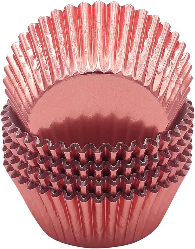 Standard Rose Gold Foil Cupcake Liners Muffin Baking Cups for Party and More, 100-Count