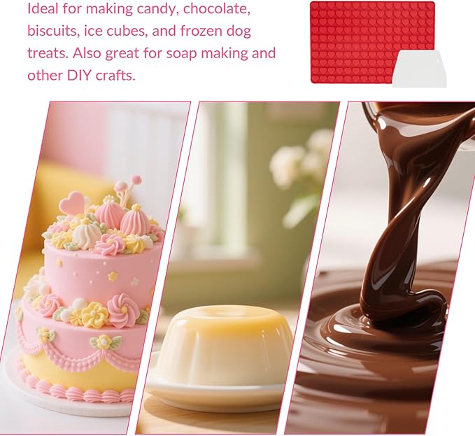 1 Pcs Heart Silicone Chocolate Molds for Gummy, Candy, Small Homemade Treats With Scraper,Gummy Silicone Molds