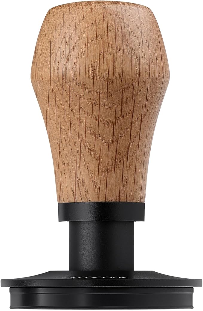 Normcore 58.5mm Coffee Tamper V4 - Coffee Tamper With Titanium PVD Coating Ripple Base -15lb / 25lb / 30lbs Replacement Springs, Spring Loaded Tamper With Genuine Oak Wood Handle