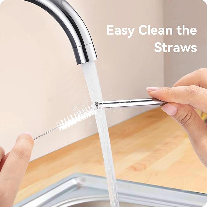 Reusable Stainless Steel Straws with Silicone Tip for Stanley 30oz, Metal Drinking Straws for 30oz Tumbler,3 Bent Tubes & 6 Tips& 1 Cleanr Brush (Jade)