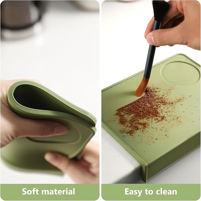 Bincoo Espresso Tamping Mat - Green Food Safe Rubber Coffee Tamper Mat, Coffee Tamp Station, Espresso Accessory, Waterproof and Heat Resistant.