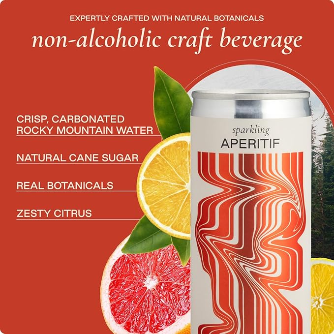 Strongwater Sparkling Spritz Aperitif - 12 Pack Cans (8.4 Fl Oz Each) - Premium Non Alcoholic Aperitif - Made with Filtered Rocky Mountain Water, Gentian, Grapefruit, Quinine, Real Cane Sugar