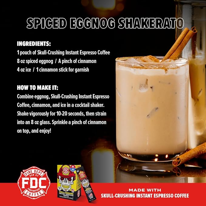 Fire Department Coffee - Skull Crushing Instant Espresso Coffee - Instant Coffee Packets Single Serve - Gives Back to Firefighters - Veteran Owned - Enjoy Hot or Cold (Pack of 60)