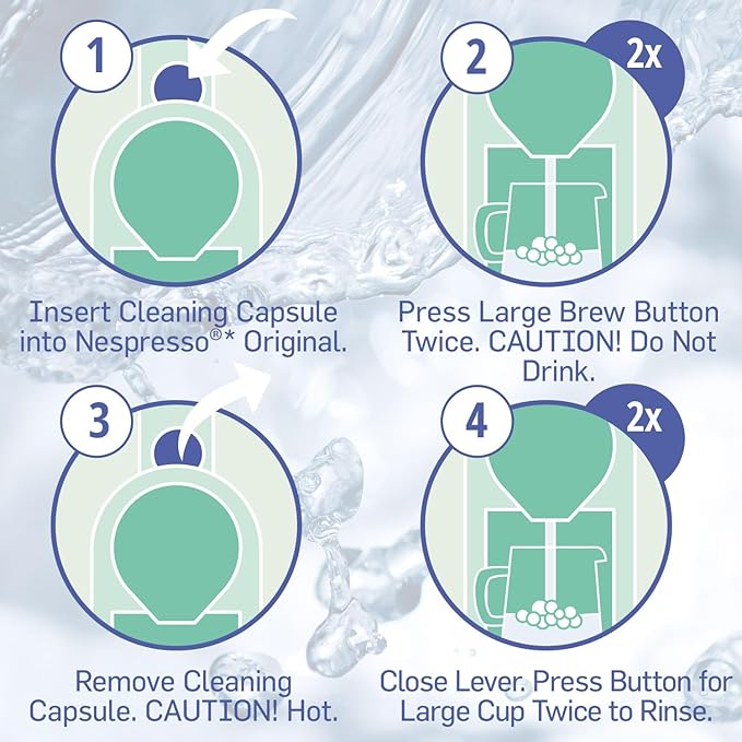 10 Pack Cleaning Pods Compatible with Nespresso Original Machines I Cleaning Kit for Better Tasting Coffee I Coffee Machine Cleaner I Easy and Safe to Use