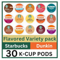 30 Count -- Flavored Starbucks & Dunkin Variety Pack Coffee Pods K Cup Sampler – Starbucks - Hazelnut, Cinnamon Dolce, Maple Pecan, Smoked Butterscotch, Toasted Graham, Caramel, Vanilla & Toffeenut. Dunkin - Turtle Love, Candy'd Almond, Caramel Me Craz...