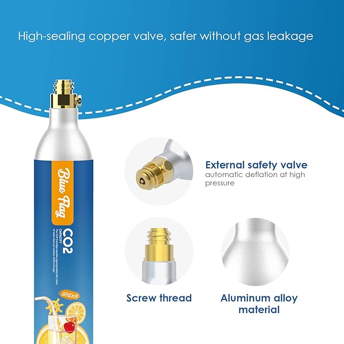 Blue Flag 60L Co2 Carbonator Compatible with Sodastream Appliances (Excluding Art, Terra Seltzer Maker), 14.5oz, Set of 3