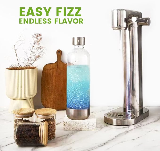 Manual Soda Maker Sparkling Water Machine, Elegant Stainless Steel Carbonator for Home Use, Easy Install, Compatible with 60L CO2 Cylinder (Not Included) & PET Bottle