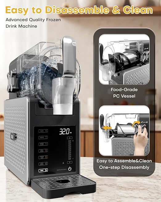 Fiii Slushie Machine with QuickChill Technology, Slushy Machine for Home, 6 Preset Programs, No Ice Needed Slushy Machine 92oz Frozen Drink Machine for Frozen Margaritas,Frappéss, and More