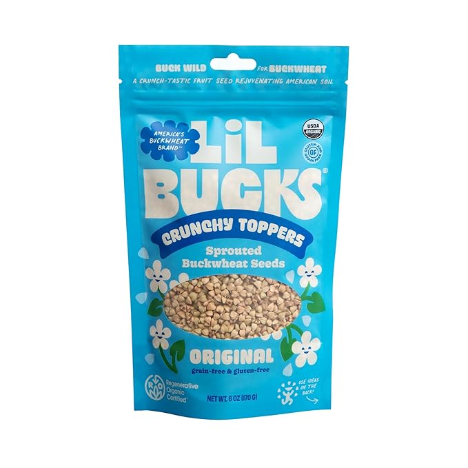Lil Bucks Sprouted Regeneratively Grown Buckwheat Seeds– Paleo Cereal, Gluten-Free Granola, High in Protein, Low Sugar, Organic Superseed Crunch (ORIGINAL, 1 Pack)