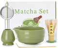 Matcha Whisk Set - 5PCS Matcha Set Includes 17OZ Chawan with Spout, Bamboo Chasen Whisk with Ceramic Holder, Mat cha Scoop and Stainless Sifter, Matcha Kit for Ceremony, Gift for Matcha Lovers