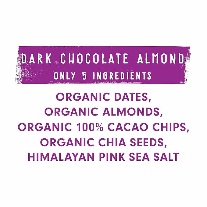 jonesbar (Dark Chocolate Almond, 4 Count (Pack of 1)), USDA Organic Fruit & Nut Bar, Non-GMO, Kosher, Vegan, Gluten Free, Simple Snack Bar
