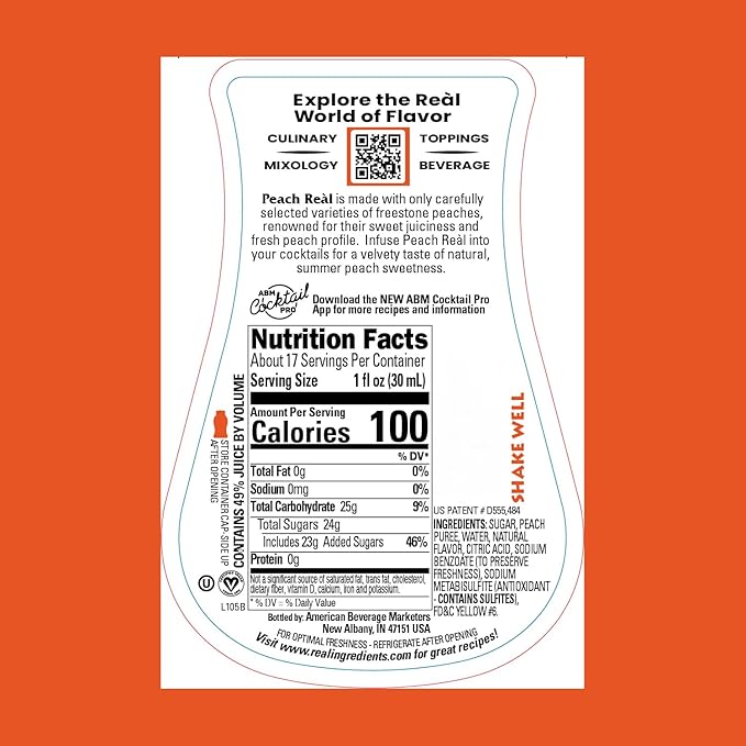 Peach Reàl Infused Exotics, Peach Puree Infused Syrup, 16.9 FL OZ Squeezable Bottle (Pack of 3)