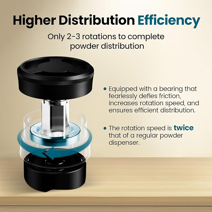 MHW-3BOMBER 51mm Coffee Distributor, Gravity Espresso Distribution Tool with Adaptive Height for Barista, Coffee Leveler for 51mm Portafilter, Black, Astra Distributor, T7019-OS