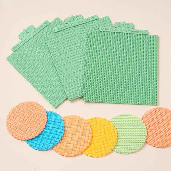 KALAIEN Sweater Texture Fondant Impression Mats Knit Fondant Embosser Texture Mats for Clay Cake Decorating Fondant Molds Set of 3