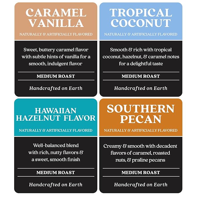 Copper Moon Single Serve Coffee Pods For Keurig K-Cup Brewers, Light/Medium Roast, Flavored Variety Pack, 80 Count