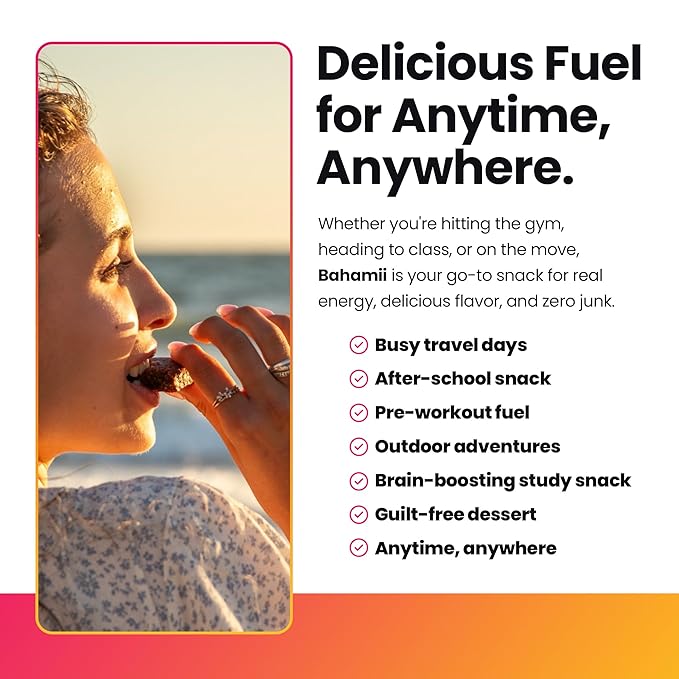 Bahamii Snack Bars, Made with Dates & Nuts, Healthy Snacks, Gluten Free, Good Source of Fiber, Only 7 Ingredients, For Kids & Adults, No Artificial Sweeteners, Dairy Free, 12 Pack, Honey Cinnamon