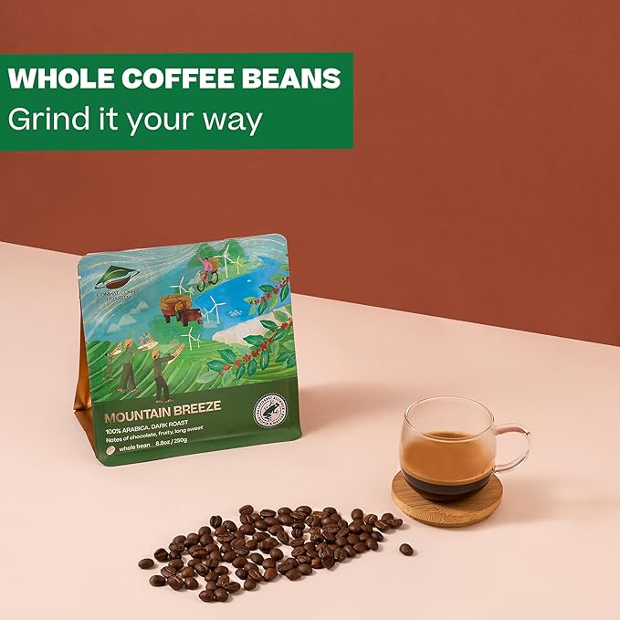 Conihat Whole Bean Coffee - 100% Vietnamese Premium Arabica, Dark Roast, Chocolate & Fruity Notes, Sweet Finish, Low Acid, Single Origin, Hand-Picked, 8.8 Oz Bag