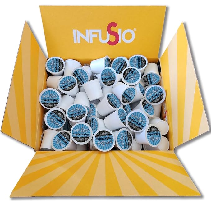 InfuSio Coffee Pods 96 Count Guatemalan Medium Light Roast Single serve Coffee pods for Keurig K Cup® Brewers - InfuSio Premium Roasted Keurig 2.0 Compatible