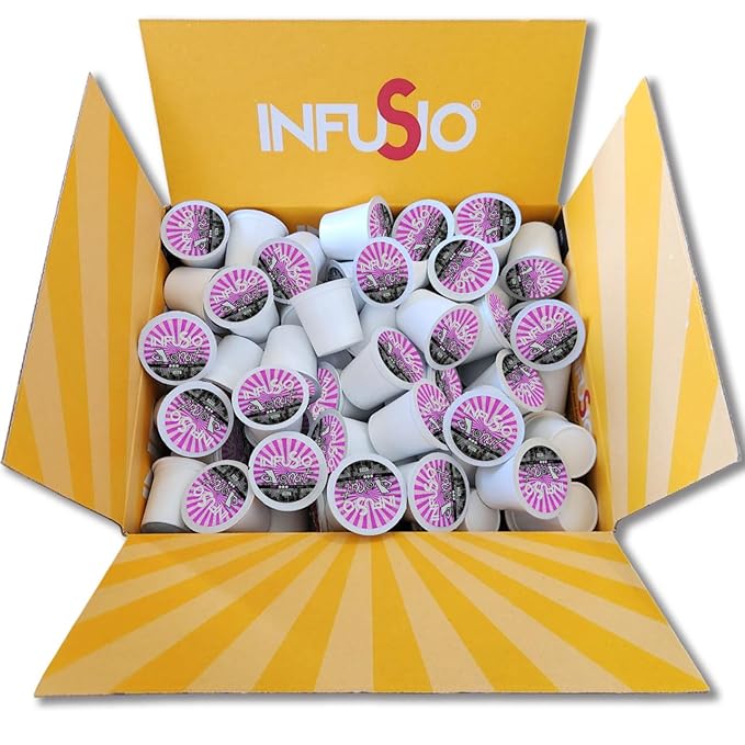 InfuSio Coffee Pods 96 Count Donut Blend Medium Roast Single serve Coffee pods for Keurig K Cups Brewers - InfuSio Premium Roasted Keurig 2.0 Compatible