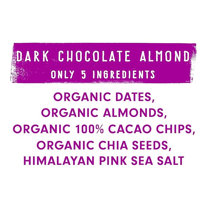 JONESBAR Organic Plant Based Protein Bars | Dark Chocolate Almond | Fruit & Nut Bar, Kosher, Gluten Free, Breakfast Bars, School Snacks, Vegan Snack & Healthy Snacks for Adults and Kids (Pack of 12)