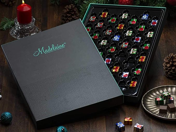 Madelaine Chocolate Extra Large Gift Box - Christmas Holiday Themed Gourmet Chocolate Candy - for Food Gift Baskets Idea - Wrapped in Italian Foil
