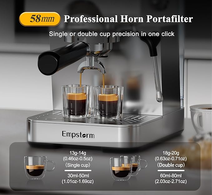 Espresso Machine 20 Bar with Steam Milk Frother, Stainless Steel Espresso maker with LED Display | Cold Brew & Hot Coffee Maker, Professional Cappuccino Expresso Machine for Home and Office
