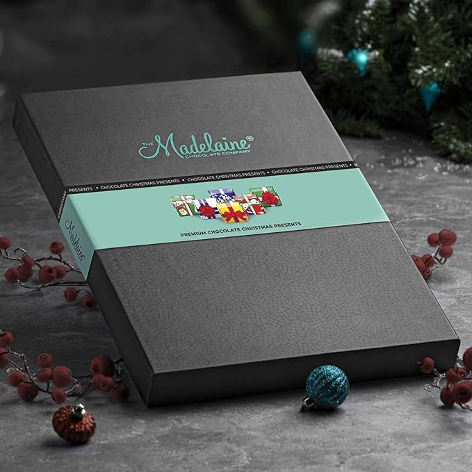 Madelaine Chocolate Extra Large Gift Box - Christmas Holiday Themed Gourmet Chocolate Candy - for Food Gift Baskets Idea - Wrapped in Italian Foil