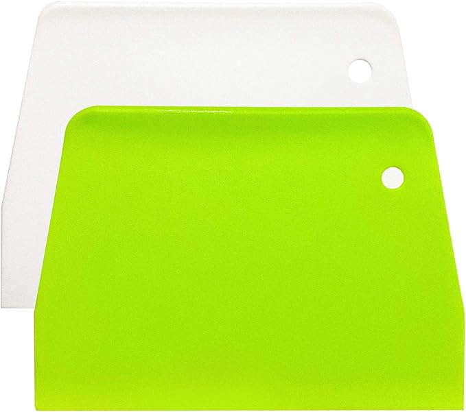 (2PCS) Dough Scraper Bowl Scraper ，Food safe Plastic Dough Cutter， Flexible Plastic Scraper Practical Bench Scraper Multipurpose Food Scrappers for Bread Dough Cake Fondant Icing