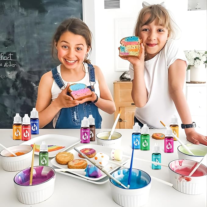 Food Coloring Liquid Food Color 24 Colors Herbeklab Water Based Food Dye Slime Coloring Dye Neon Food Coloring for Baking Icing Cake Decorating, 0.35 fl oz/bottle
