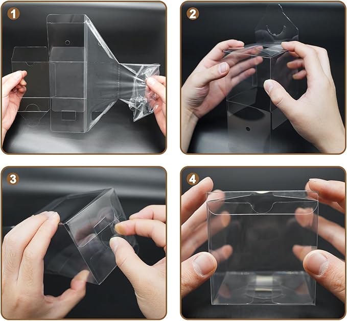 100pcs Clear Favor Boxes 3x3x3 Inch Chocolate Bomb Boxes Clear Gift Boxes Cupcake Box Macaron Box for Birthday Wedding Party