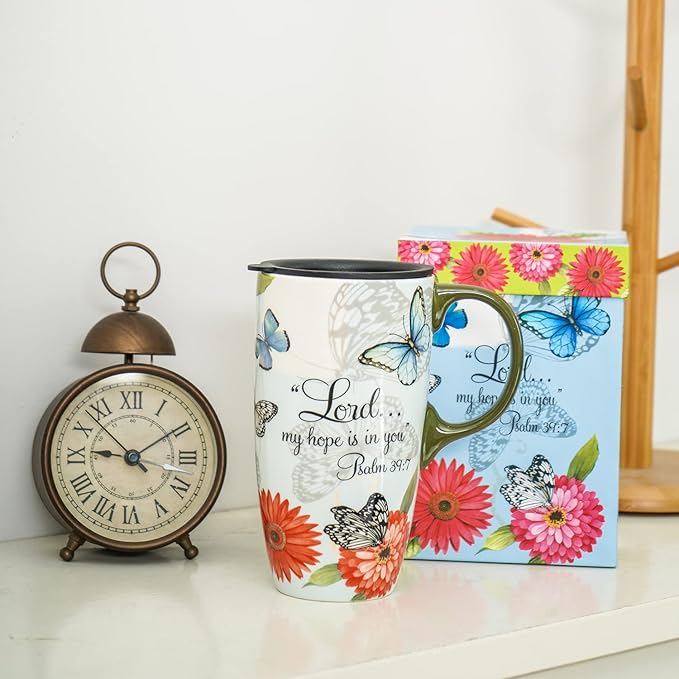 Topadorn 17 OZ. Ceramic Coffee Mug Travel Cup with Handle Sealed Lid and Color Box