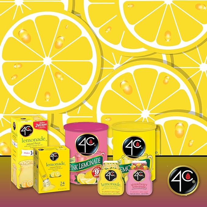 4C Powder Drink Stix, Lemonade 500 Count, Bulk Buy, Singles Stix, On the Go, Refreshing Water Flavorings, Value Pack