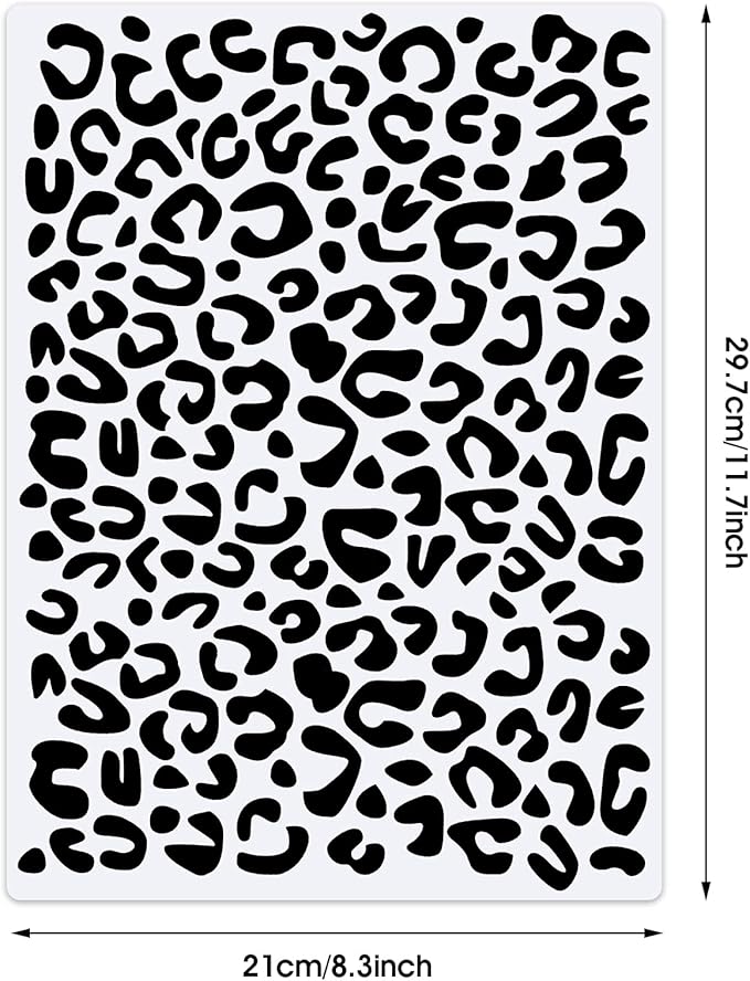 Zonon 4 Pieces Leopard Skin Stencil Reusable Cheetah Paint Stencil Template for Scrapbooking Fabric Drawing Tracing DIY Cake Furniture Wallpaper Floor Decor(8.3 x 11.7 Inch)
