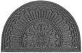 Mibao Door Mat Outdoor Indoor, 23.5" x 35.5", Half Round Door Mats, Non-Slip Front Door Mats Outdoor, Dirt Trapper Welcome Mats for Front Door, Back Door, Shoe Scraper, Grey