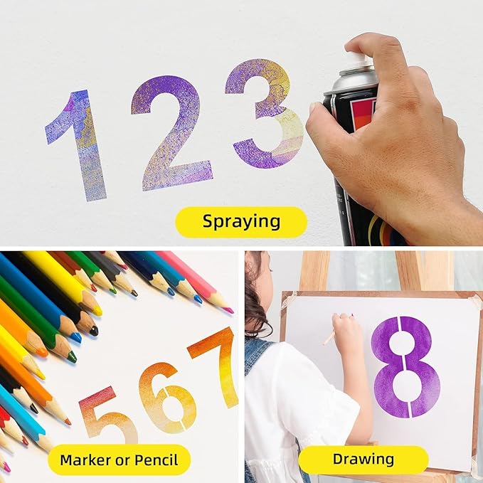 10 Inch Plastic Number Stencils - Reusable Digital Templates for Cake, Address, Painting